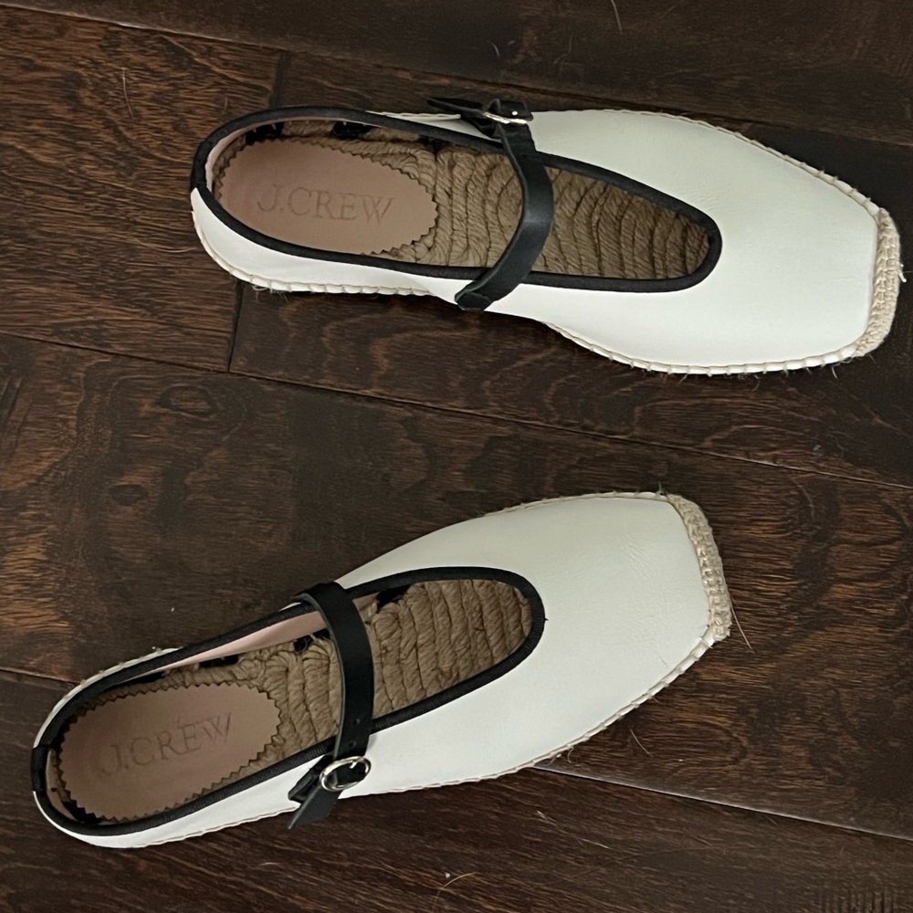 J. Crew White and Black Espadrille Shoes